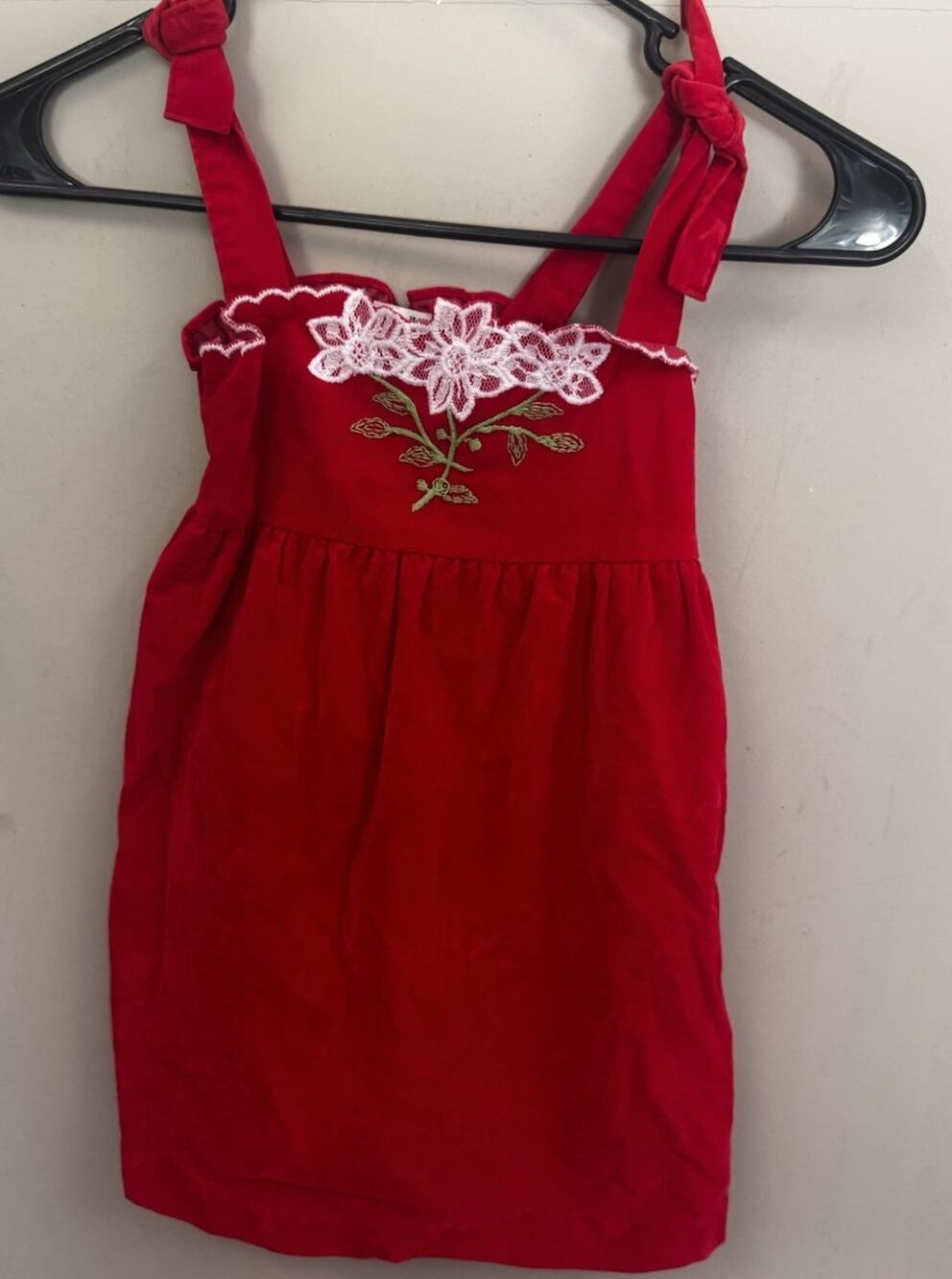 Vintage 70s 80s JC Penney Red Velvet Christmas Jumper Dress Girls 5- Heirloom